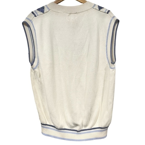 Whitfield & Bridges Mens Sweater Vest V Neck White Large Cottagecore Grandpacore - Picture 3 of 8